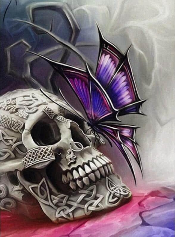 Diamantmalerei Totenkopf - Schmetterling - SEOS Shop ®