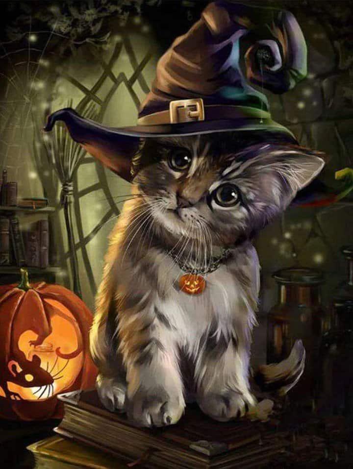 Diamantmalerei Das Halloween-Kätzchen - SEOS Shop ®