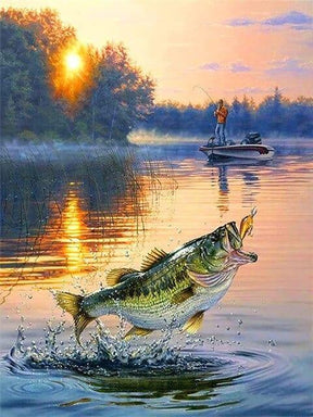 Diamantmalerei „Fische fangen auf einem Boot“ - SEOS Shop ®