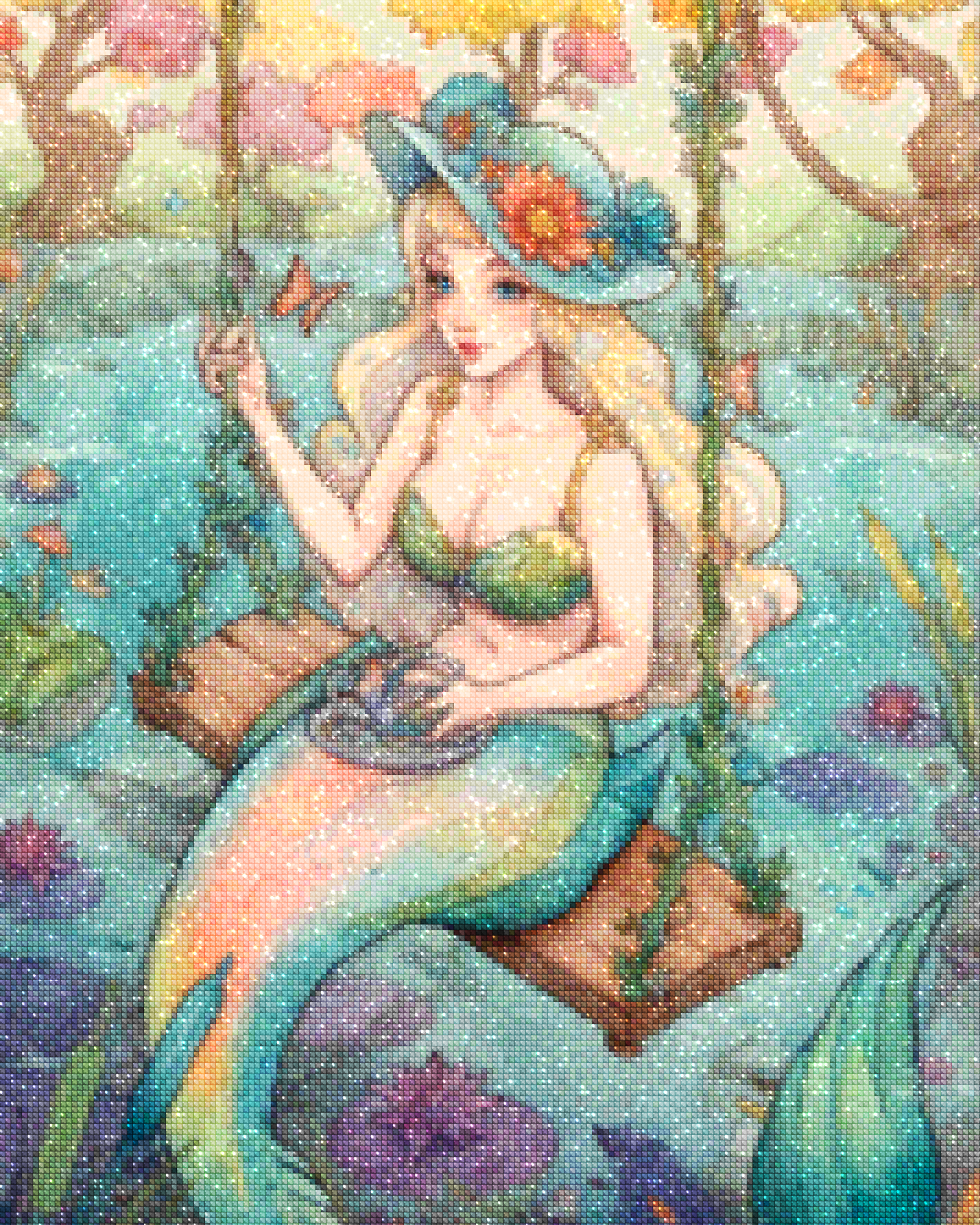 Diamantmalerei - Meerjungfrau auf einer Schaukel - SEOS Shop ®