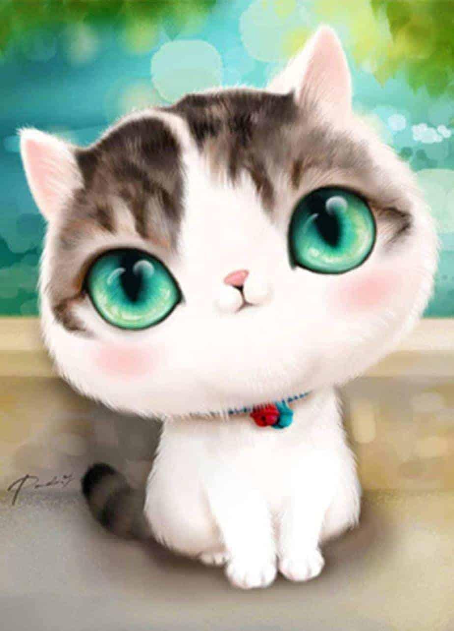 Diamond Painting Kätzchen mit großen türkisfarbenen Augen - SEOS Shop ®