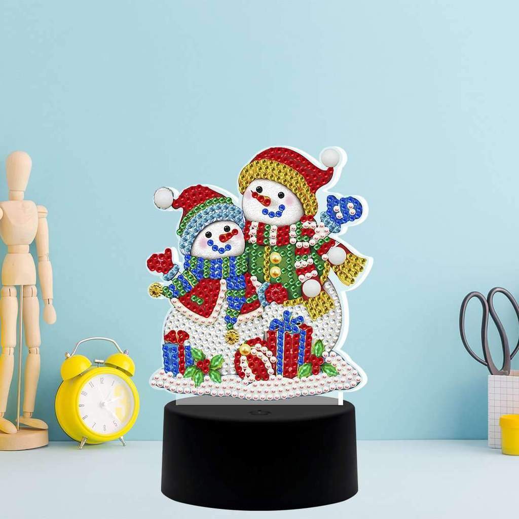 Diamond Painting Lamp Sneeuwmannetjes – productweergave