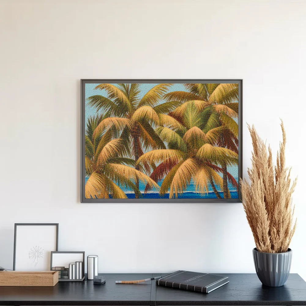 Diamantmalerei - Goldene Palmen