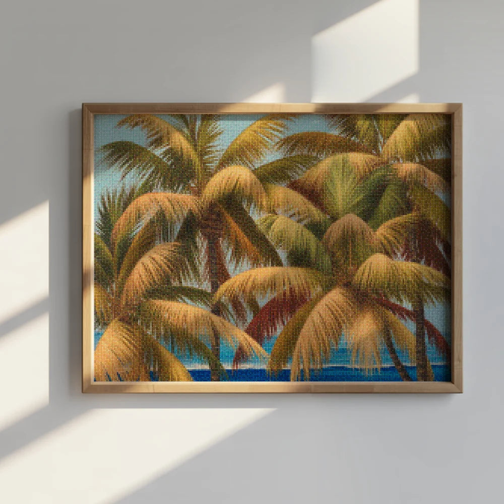 Diamantmalerei - Goldene Palmen