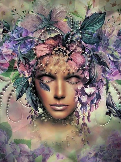 Diamond Painting Frauen mit Blume und Vogel - SEOS Shop ®