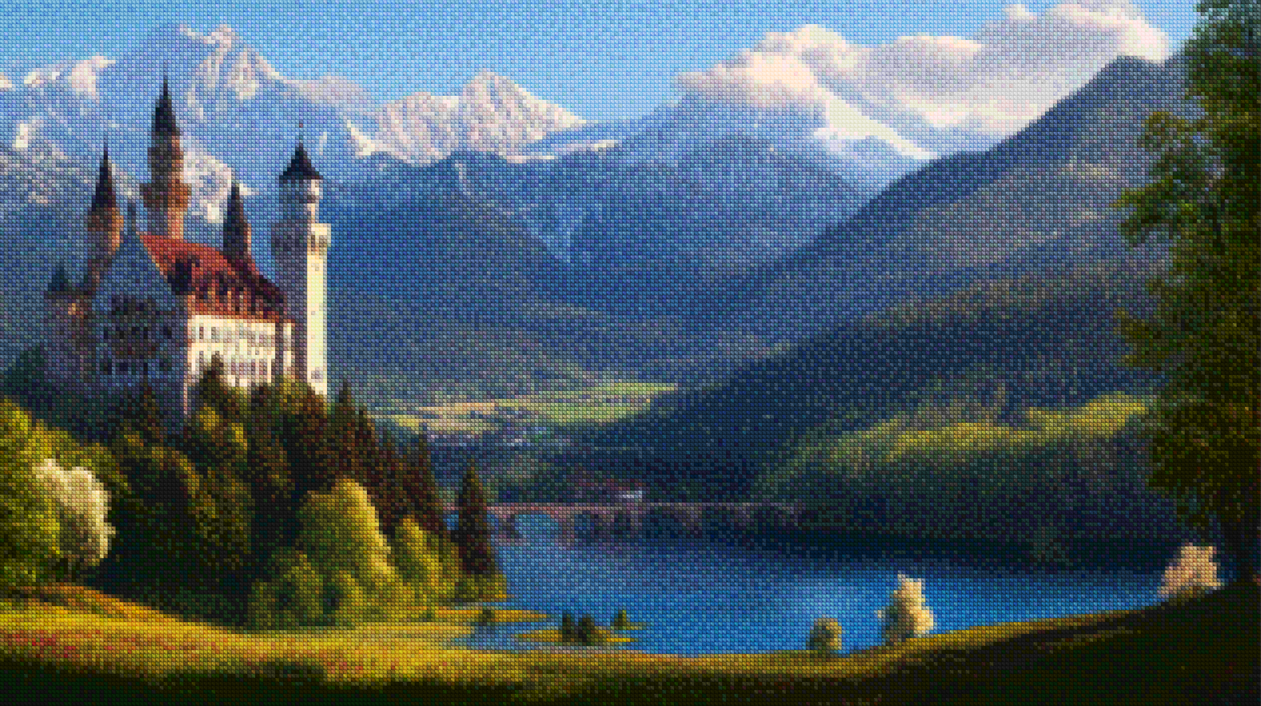 Diamantmalerei - Mystisches Bergschloss