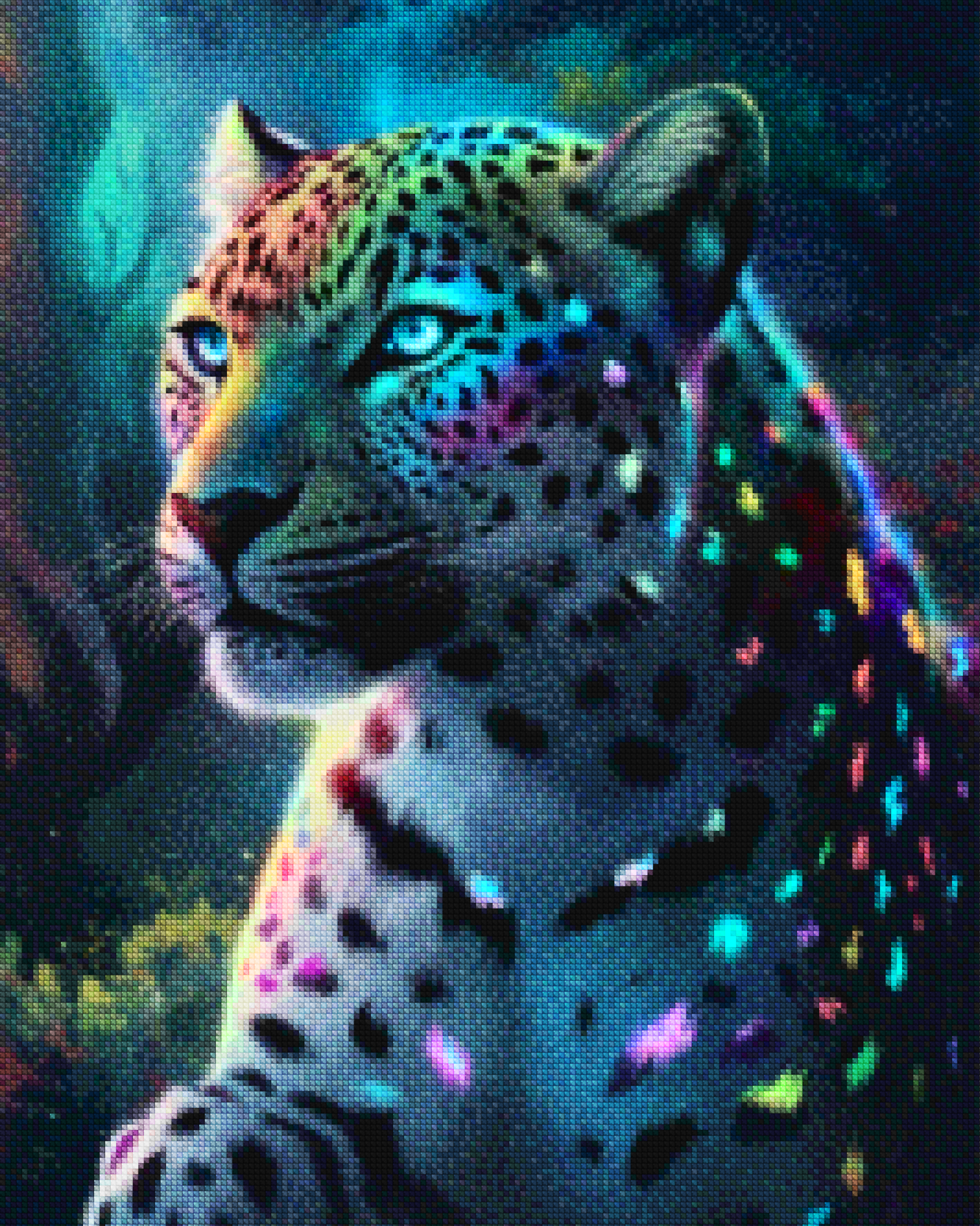Diamantmalerei – Neon-Dschungelleopard