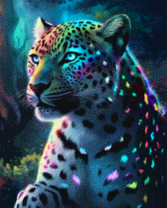 Diamantmalerei – Neon-Dschungelleopard