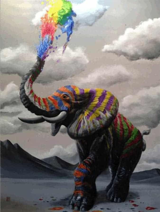 Diamantmalerei Elefant mit Farbexplosion - SEOS Shop ®