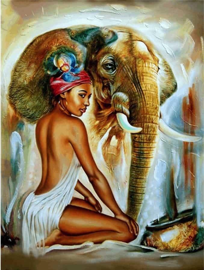 Diamantmalerei Elefant mit Dame - SEOS Shop ®