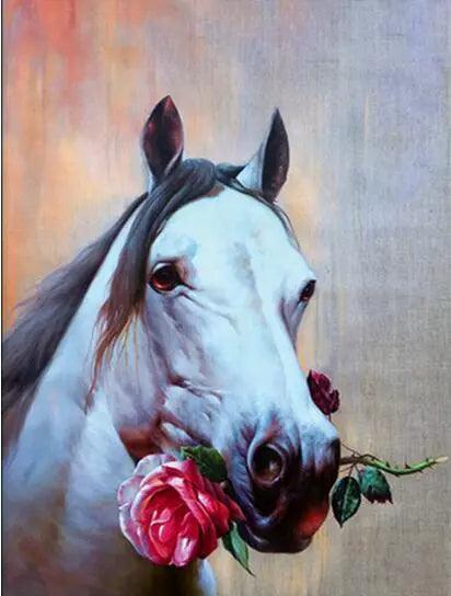 Diamond Painting Pferd mit Rose - SEOS Shop ® 