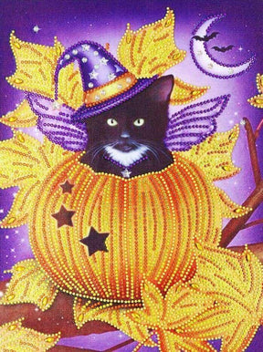 Diamantmalerei Schwarze Katze im Kürbis - SEOS Shop ®