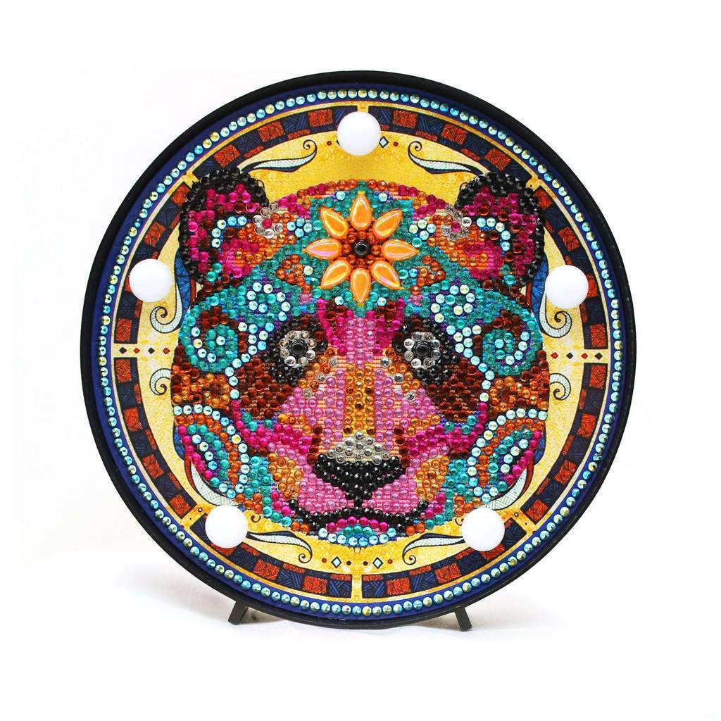 Diamond Painting Rond Lampje Mandala Beer – productweergave