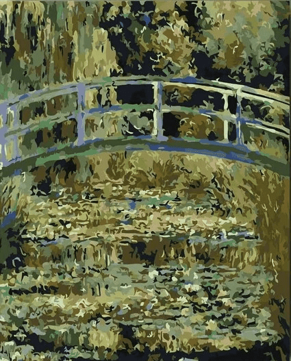 Diamond Painting Brücke über einen Teich mit Seerosen - SEOS Shop ®