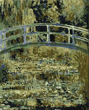 Diamond Painting Brücke über einen Teich mit Seerosen - SEOS Shop ®
