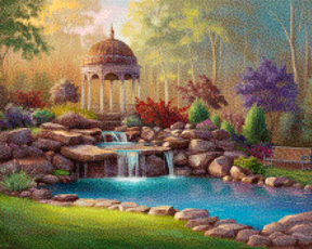 Diamantmalerei – Ruhiger Gartenpavillon