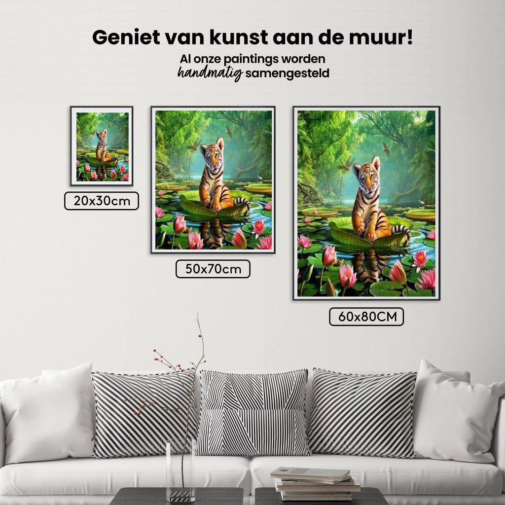 Diamantmalerei Tiger auf einer Seerose - Komplett - SEOS Shop®