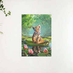 Diamond painting Tiger auf einer Wasserlilie - Vollständig - SEOS Shop®