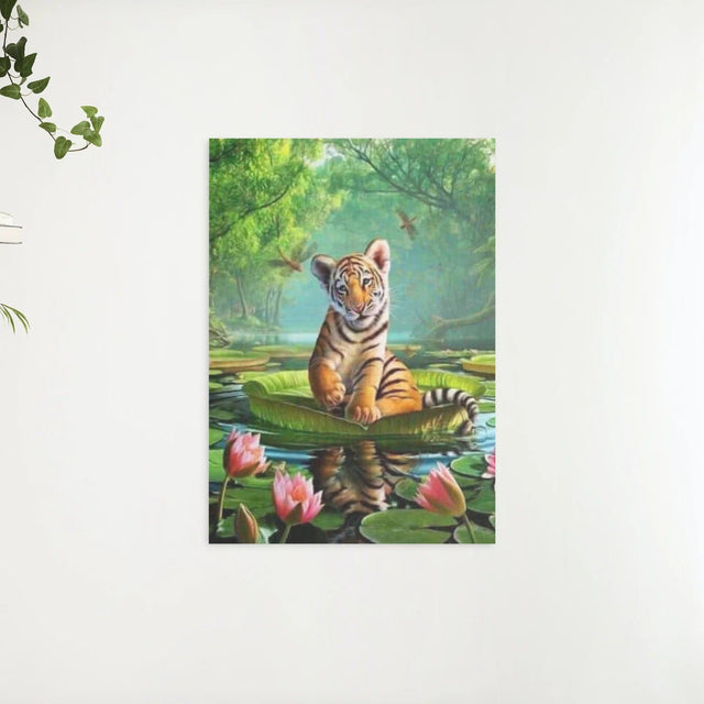 Diamond painting Tiger auf einer Wasserlilie - Vollständig - SEOS Shop®