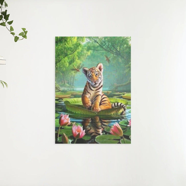 Diamond painting Tiger auf einer Wasserlilie - Vollständig - SEOS Shop®