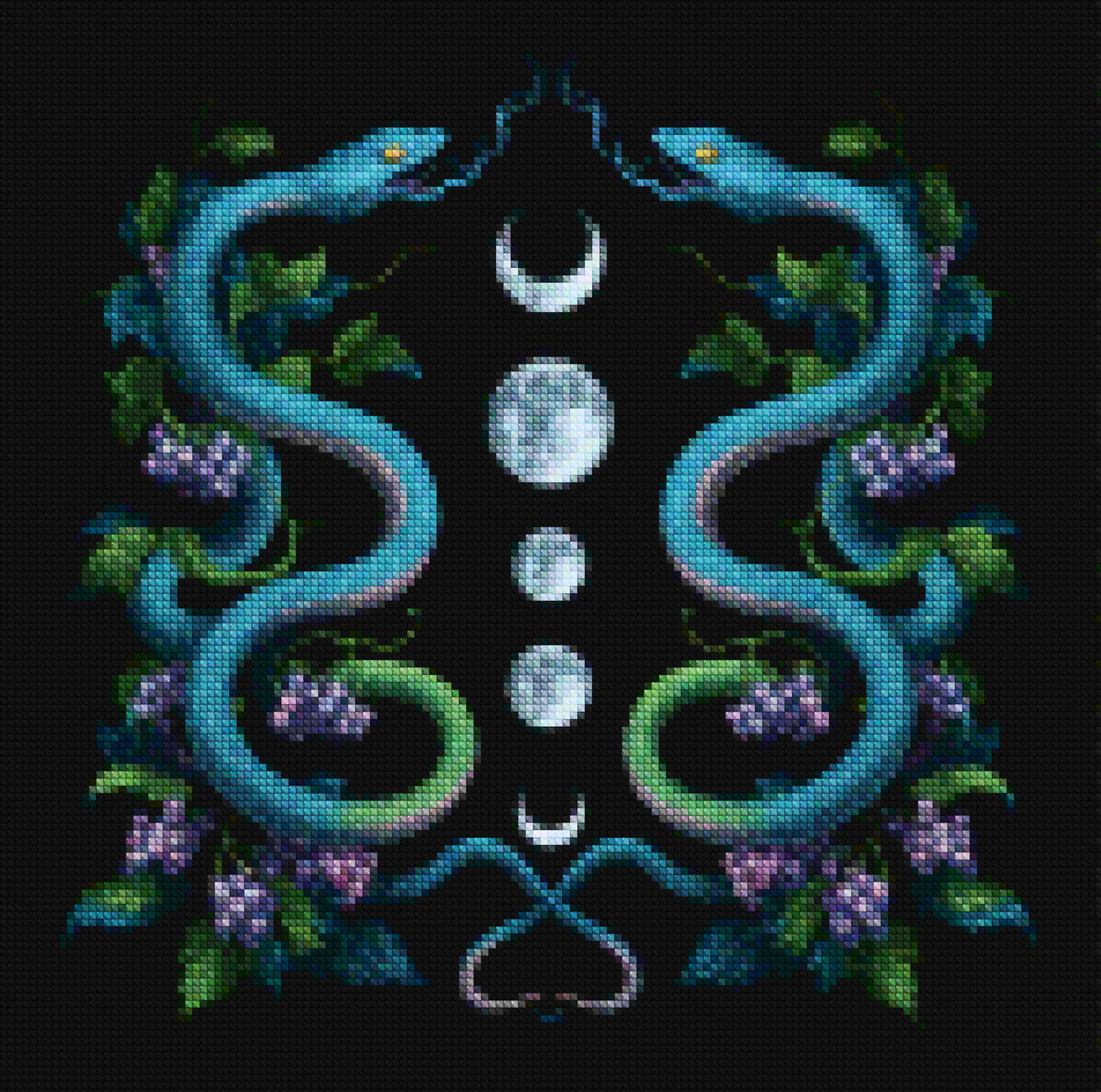 Diamantmalerei – Zwillingsschlangen-Mondphasen