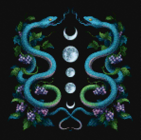 Diamantmalerei – Zwillingsschlangen-Mondphasen