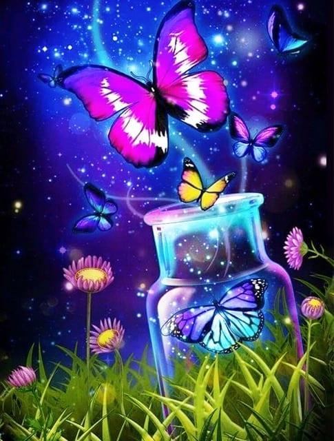 Diamantmalerei Schmetterlinge im Topf - SEOS Shop ®