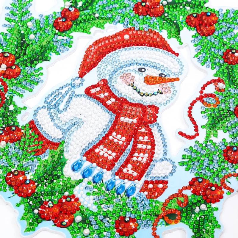 diamond painting kerstkrans – sneeuwpop – afbeelding 3