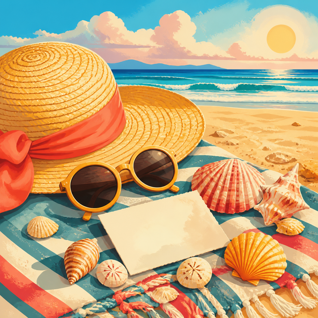 Diamond painting ontwerp met zomerherinneringen aan zee