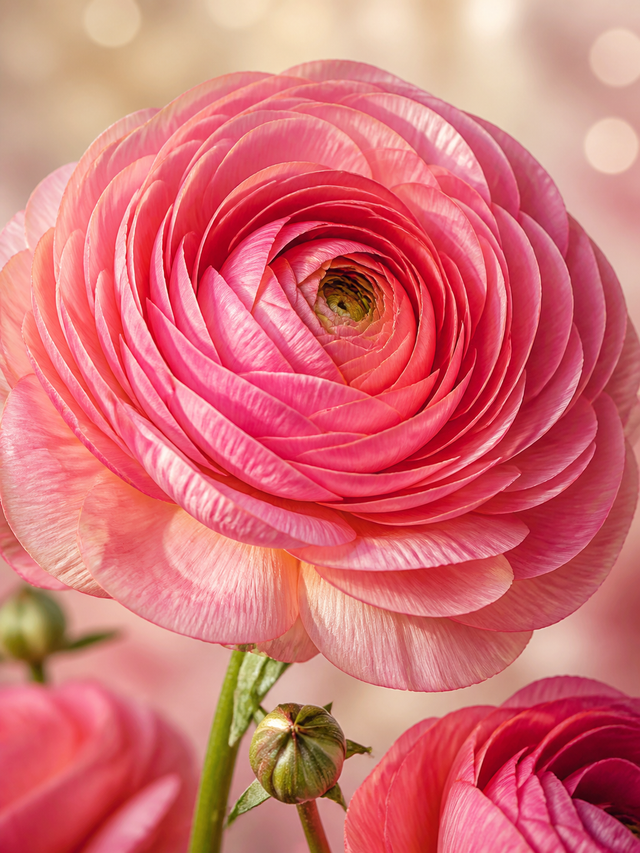 Diamond Painting Roze Ranonkel van Dichtbij – een roze ranonkel van heel dichtbij