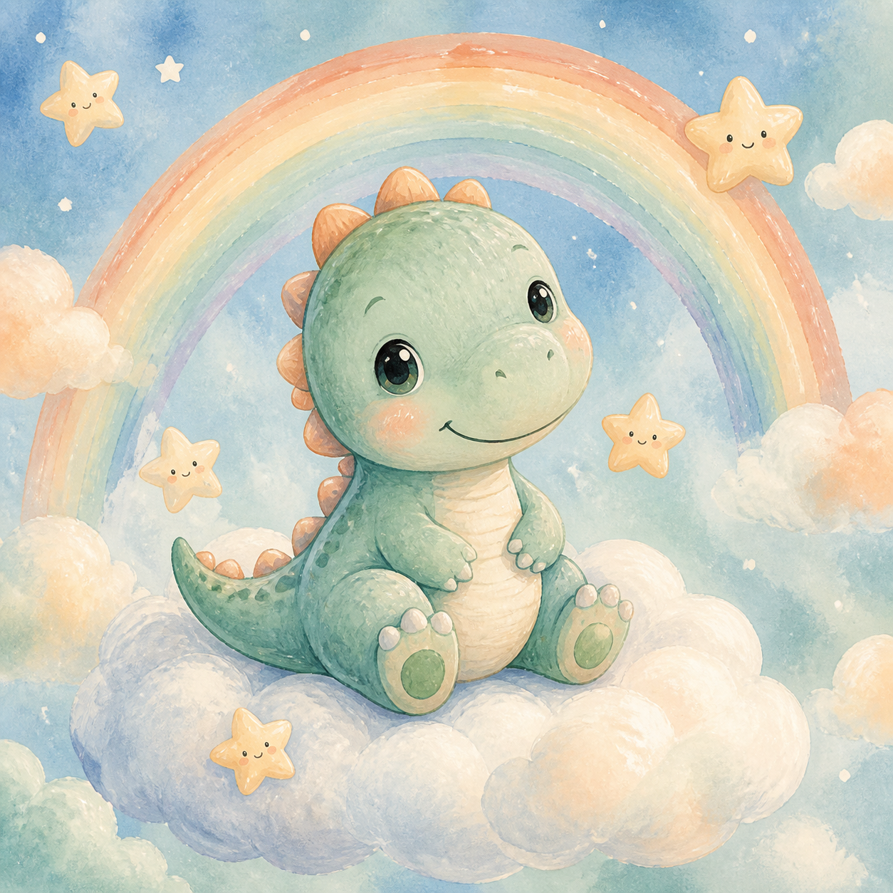 Diamond Painting Babydinosaurus tussen de Wolken – volledig origineel babykamerontwerp