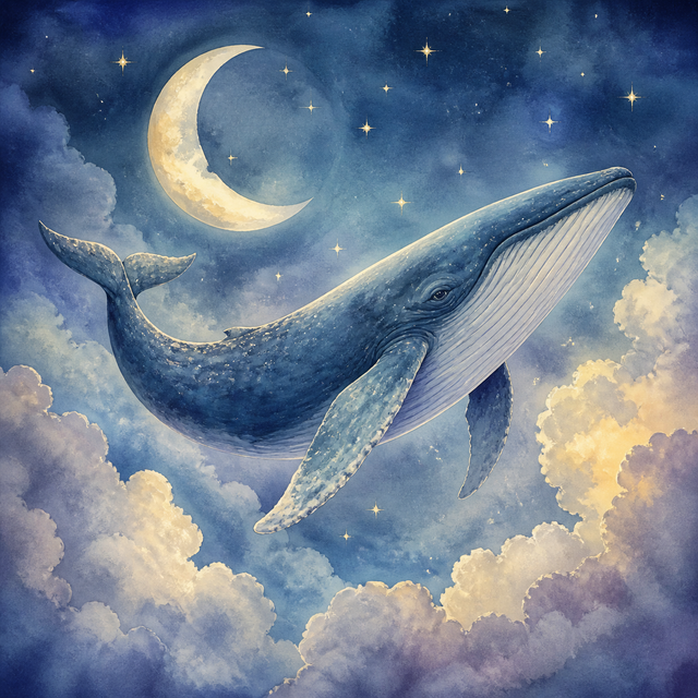 Diamond Painting Walvis en Maan boven de Wolken – volledig origineel babykamerontwerp