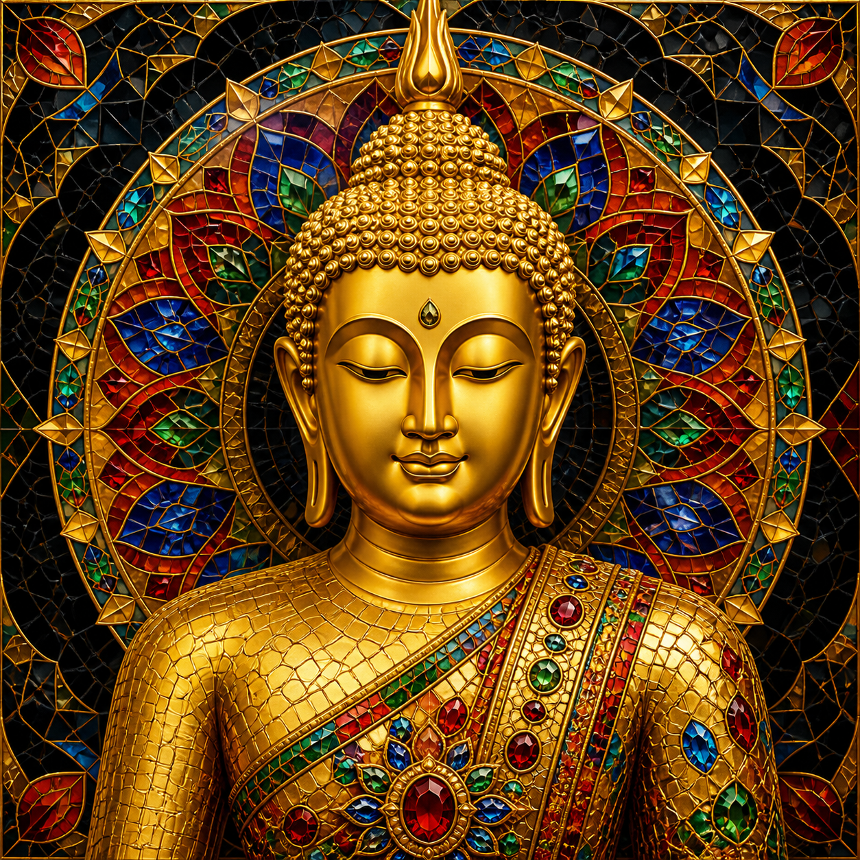 Diamond Painting Gouden Boeddha met Juweelmozaïek – volledig Boeddha-ontwerp