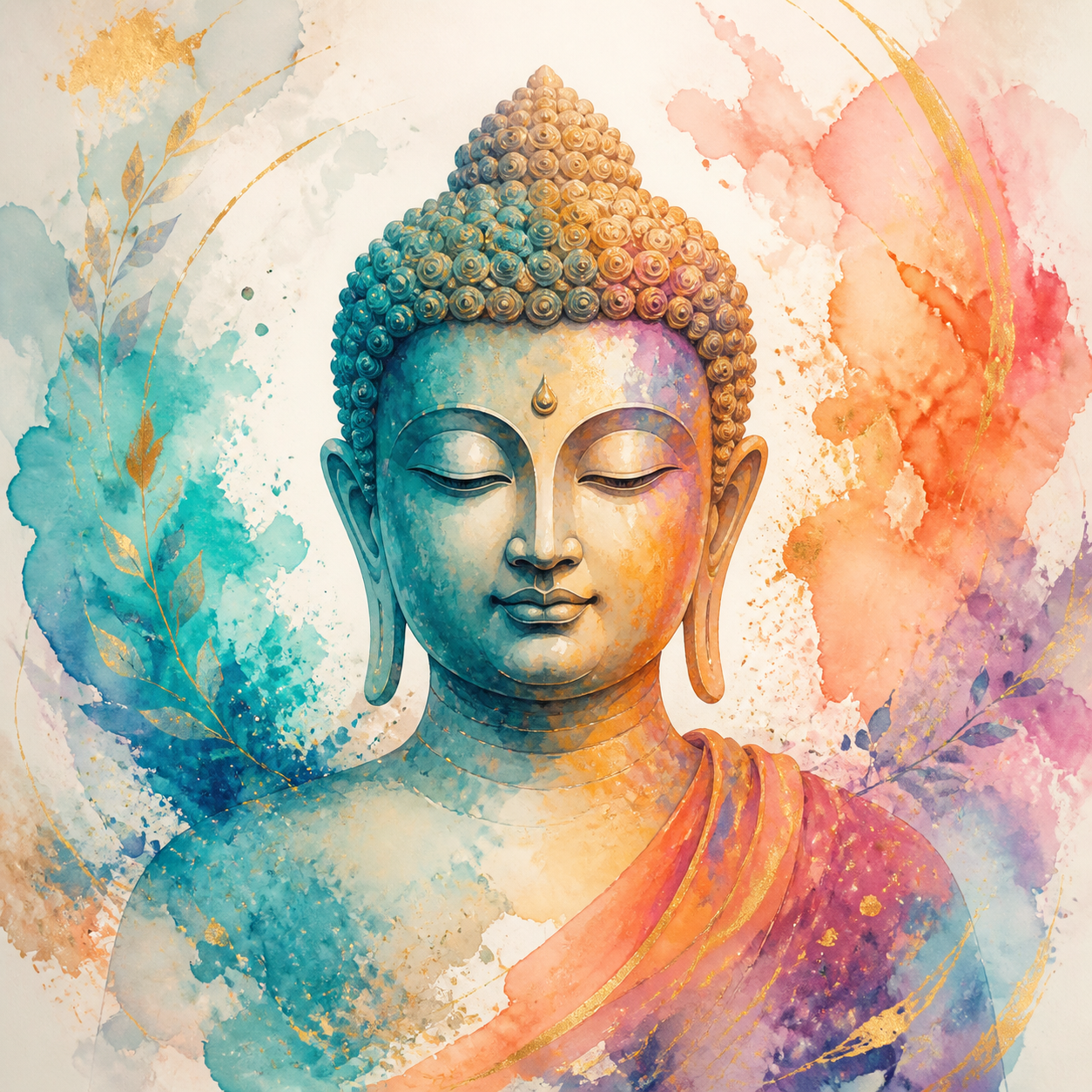 Diamond Painting Abstracte Boeddha in Aquarel – volledig Boeddha-ontwerp
