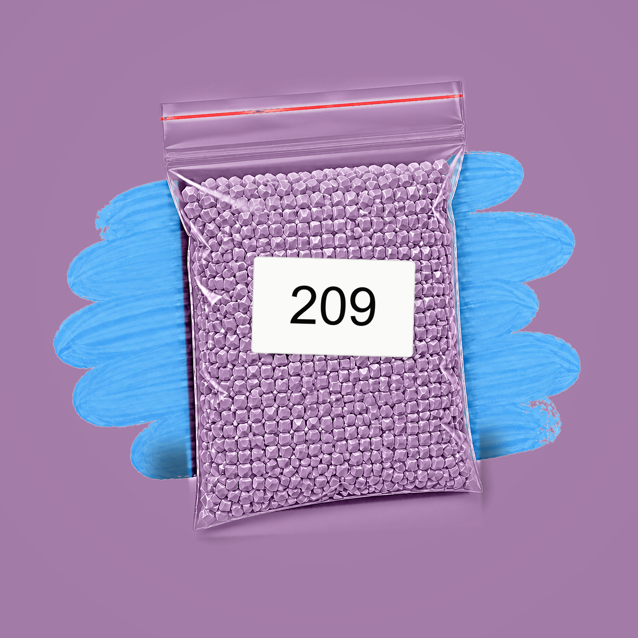 Zakje diamond-paintingsteentjes met kleurcode DMC 209