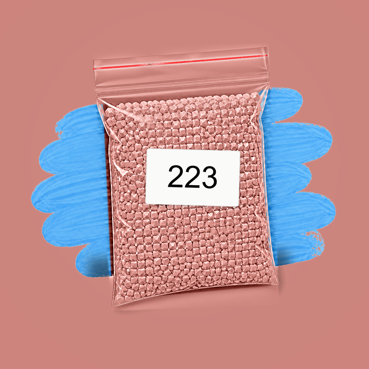 Zakje diamond-paintingsteentjes met kleurcode DMC 223