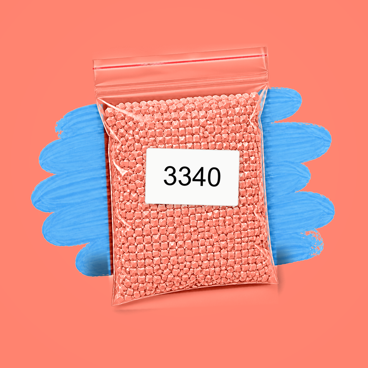 Zakje diamond-paintingsteentjes met kleurcode DMC 3340