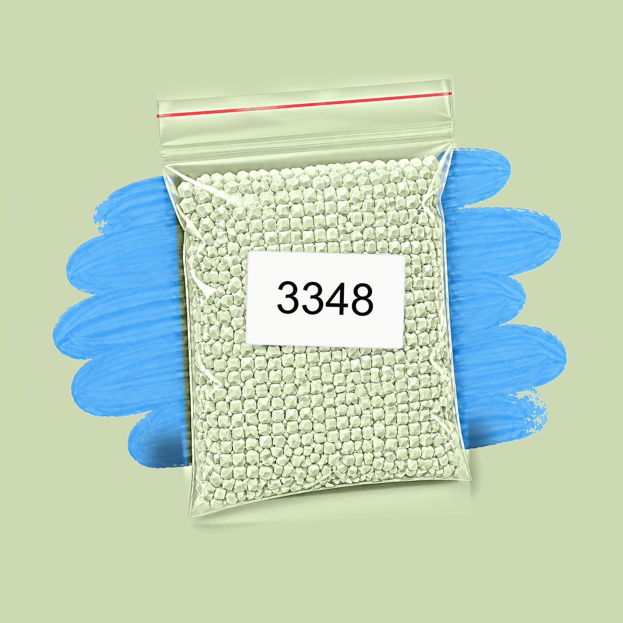 Zakje diamond-paintingsteentjes met kleurcode DMC 3348