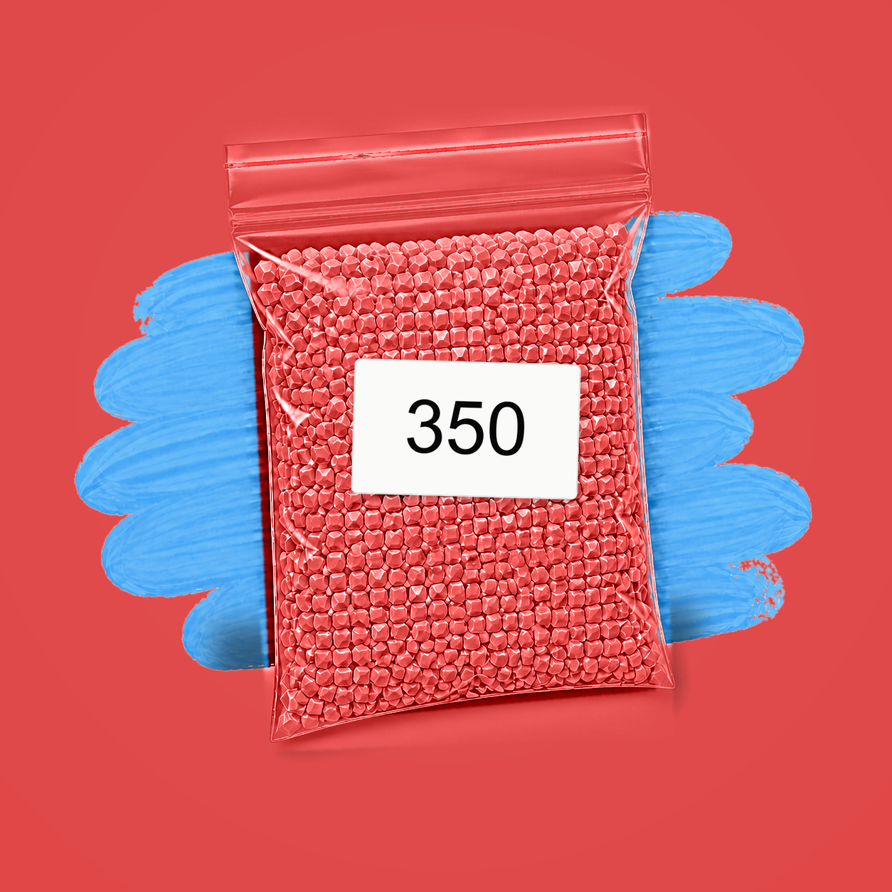Zakje diamond-paintingsteentjes met kleurcode DMC 350