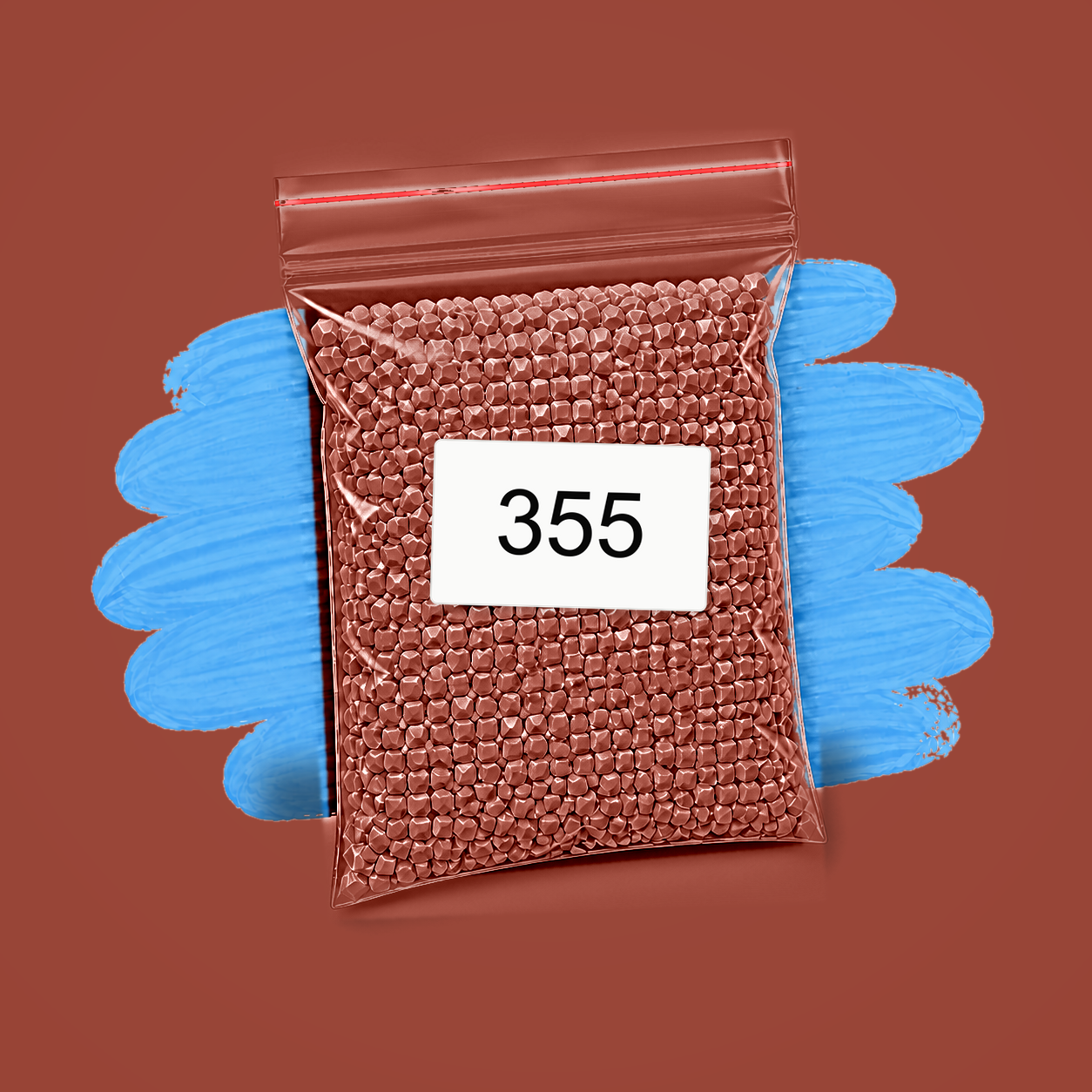 Zakje diamond-paintingsteentjes met kleurcode DMC 355