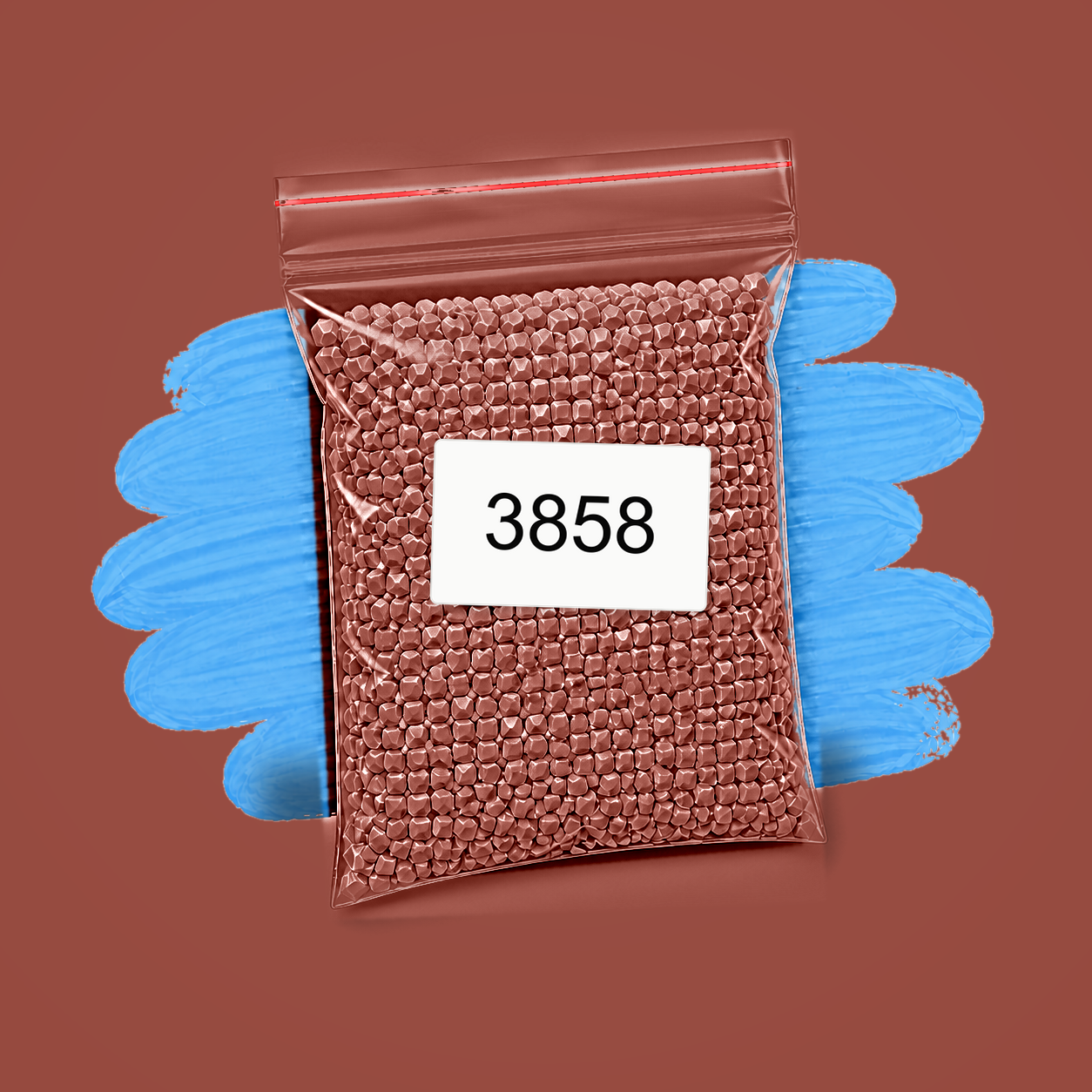Zakje diamond-paintingsteentjes met kleurcode DMC 3858
