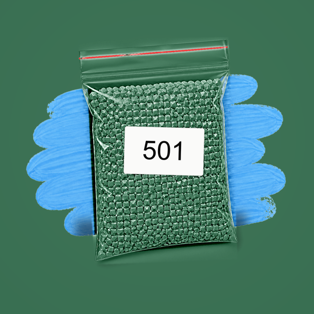 Zakje diamond-paintingsteentjes met kleurcode DMC 501