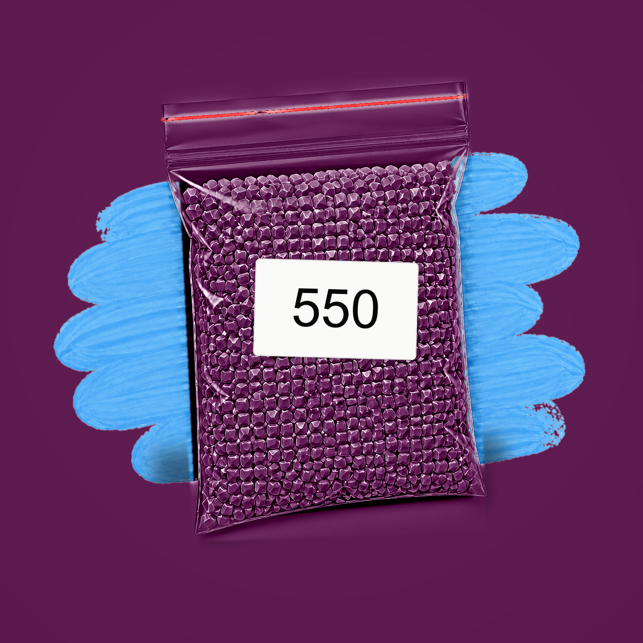 Zakje diamond-paintingsteentjes met kleurcode DMC 550