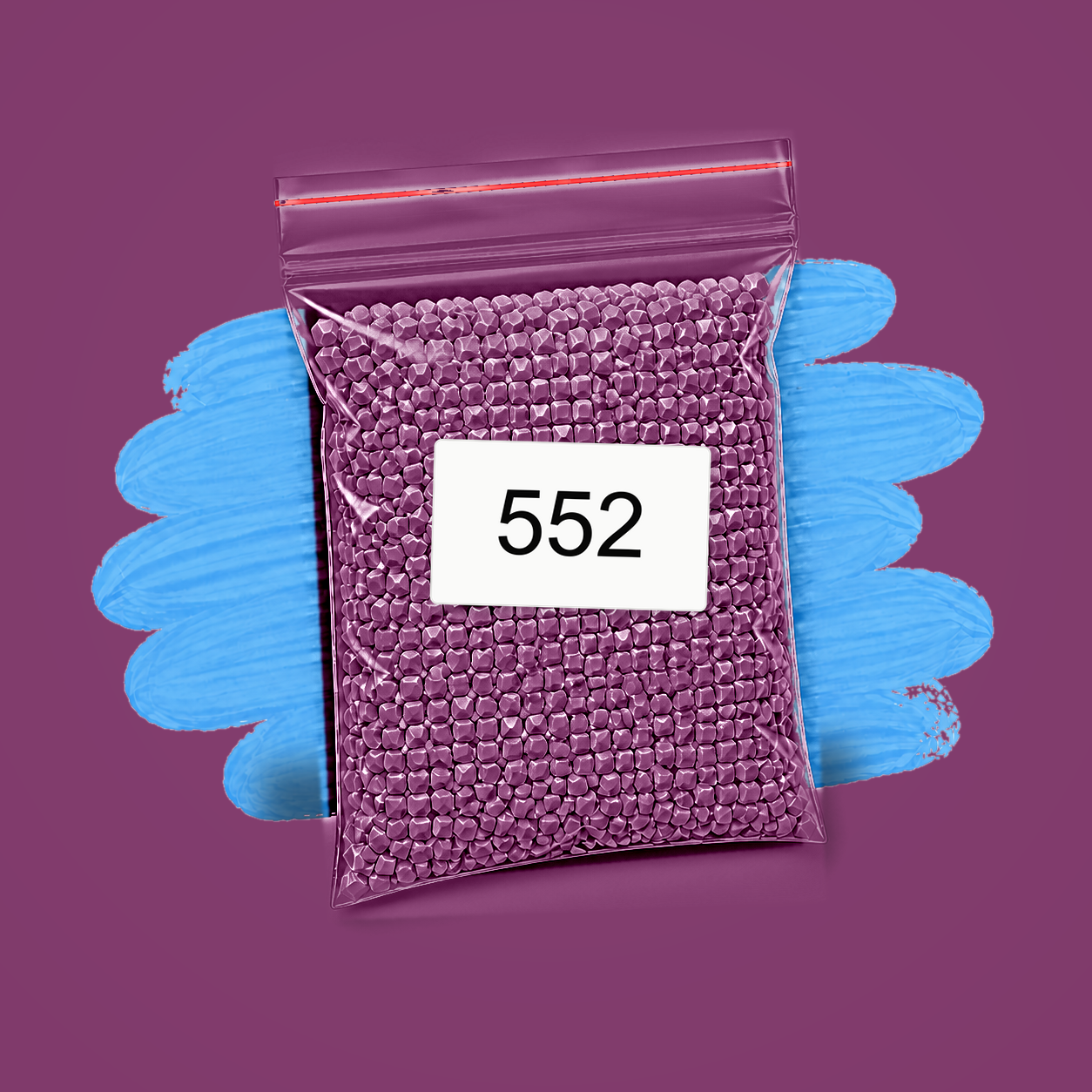 Zakje diamond-paintingsteentjes met kleurcode DMC 552