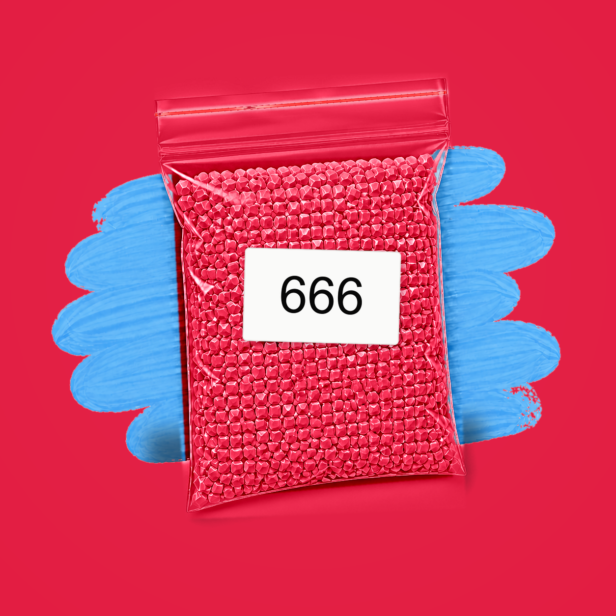 Zakje diamond-paintingsteentjes met kleurcode DMC 666