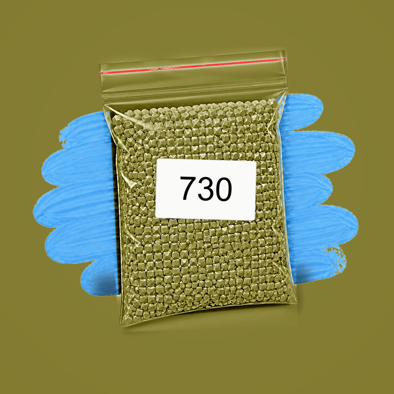 Zakje diamond-paintingsteentjes met kleurcode DMC 730