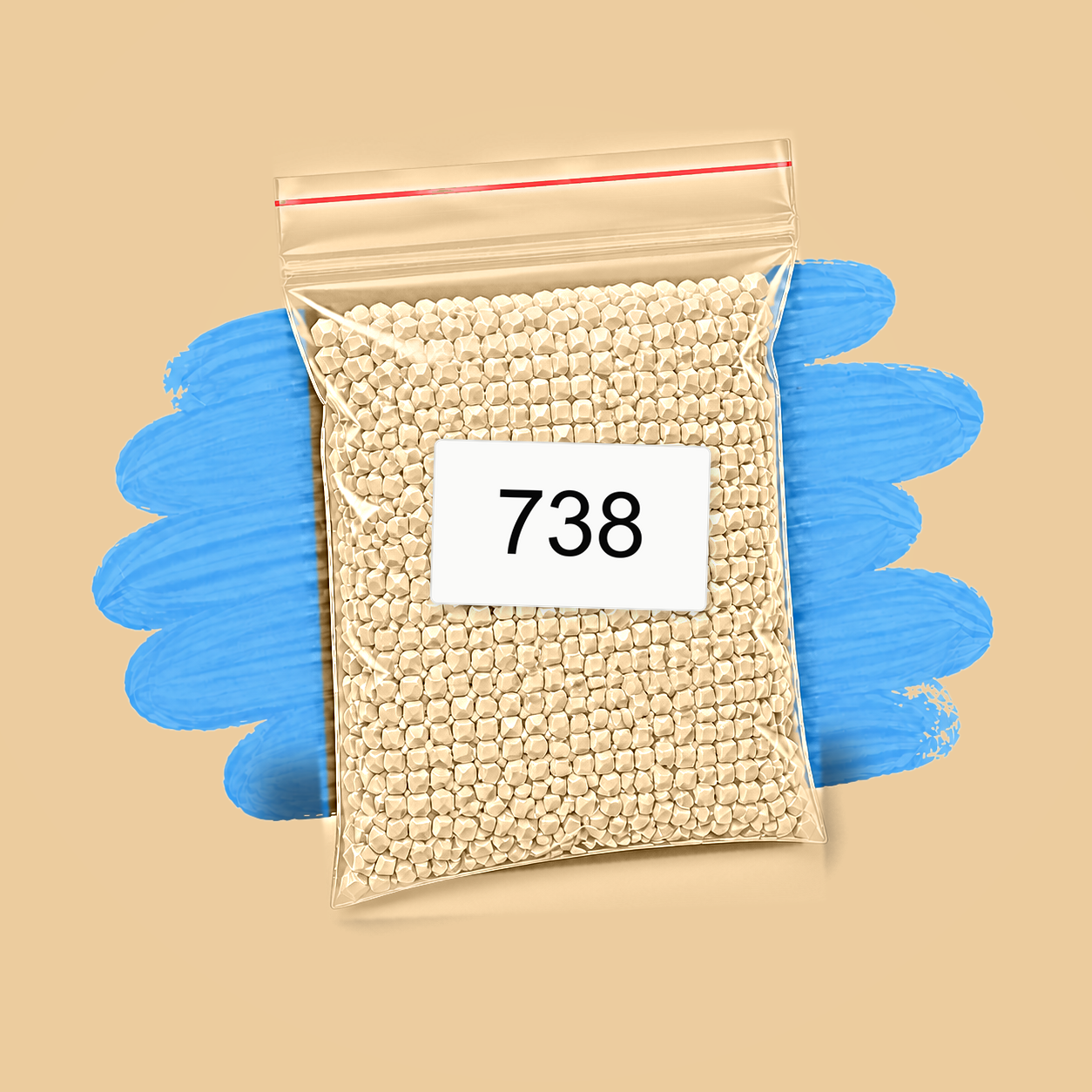 Zakje diamond-paintingsteentjes met kleurcode DMC 738