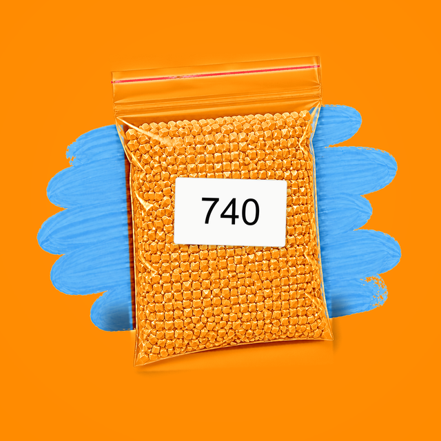 Zakje diamond-paintingsteentjes met kleurcode DMC 740