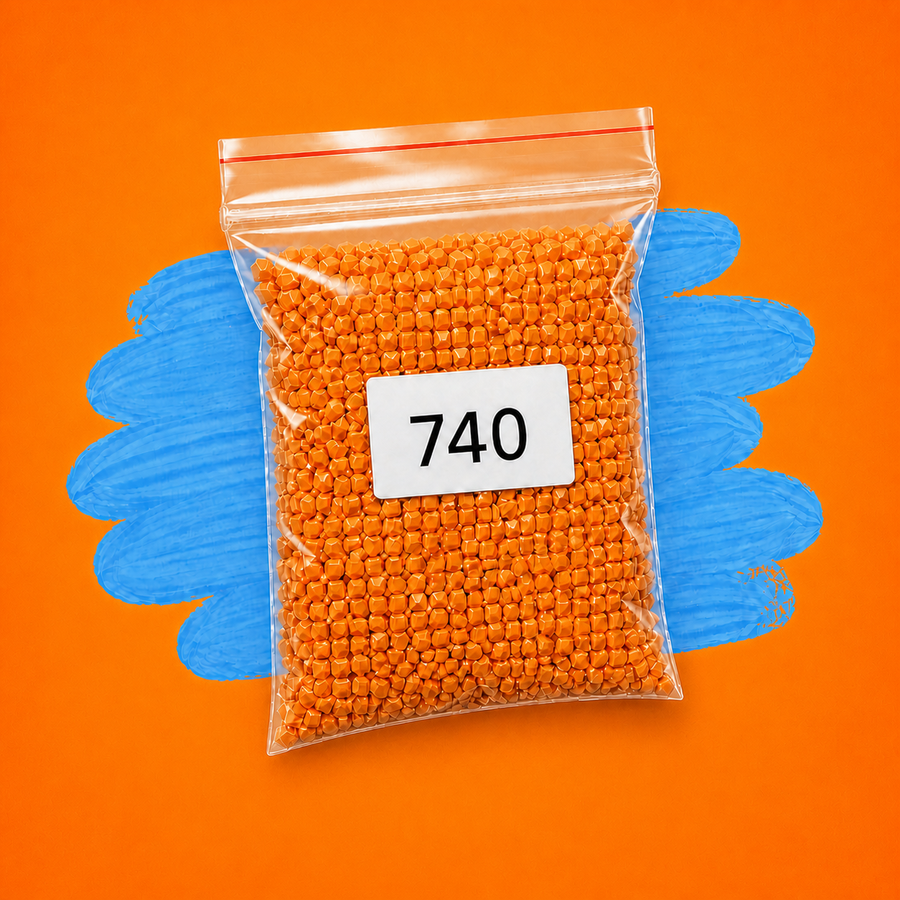Zakje diamond-paintingsteentjes met kleurcode DMC 740