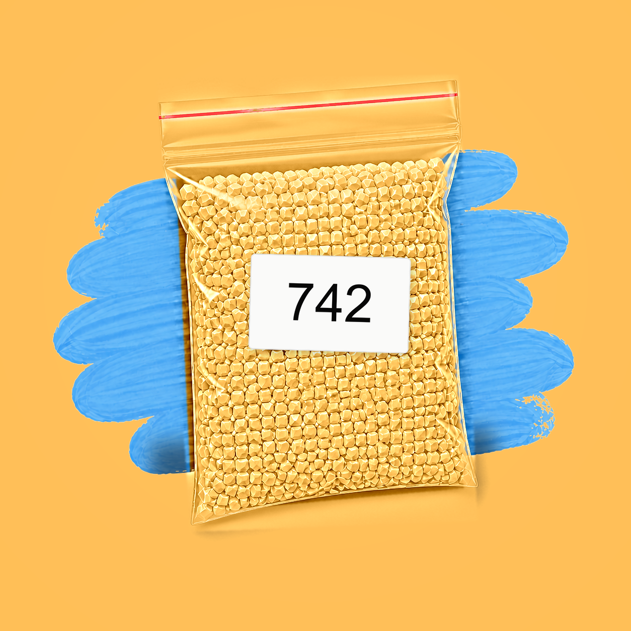 Zakje diamond-paintingsteentjes met kleurcode DMC 742
